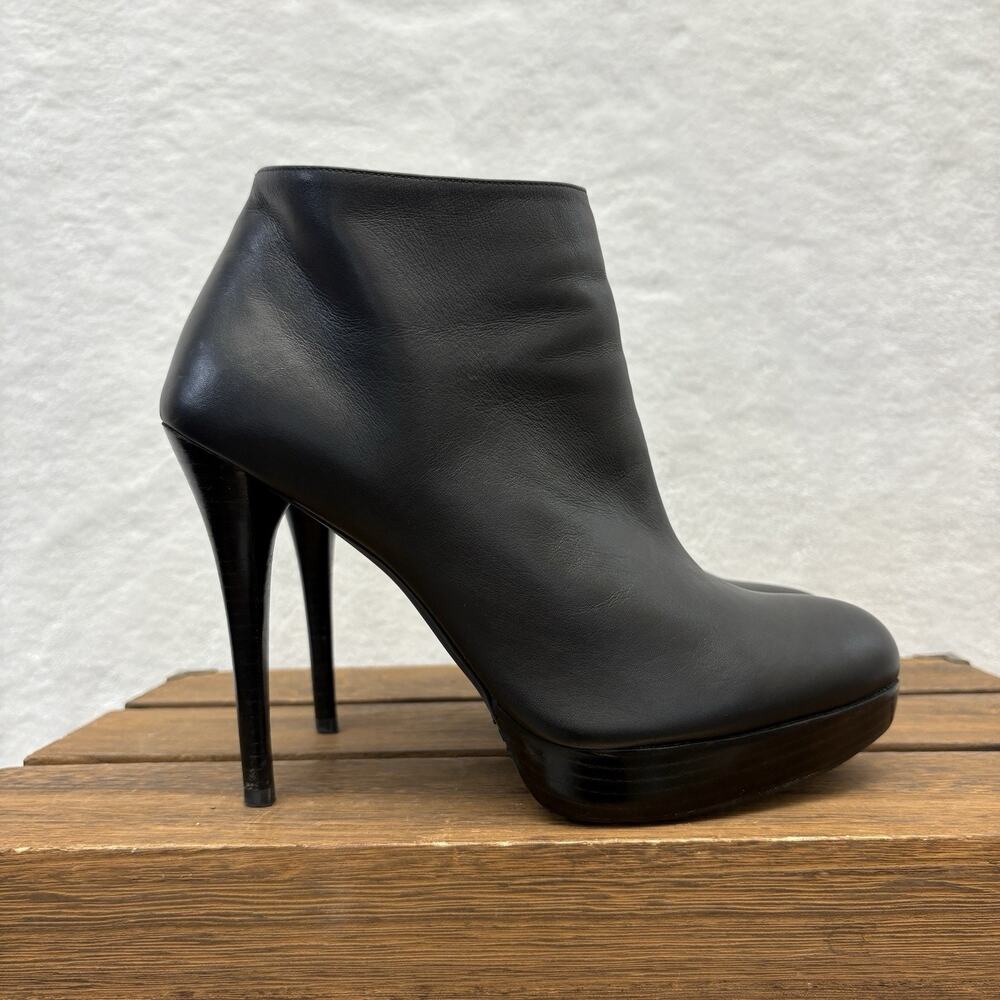 Stuart Weitzman Ankle Boots Napa Leather Black Platform Stiletto Booties 9.5M - Picture 2 of 14